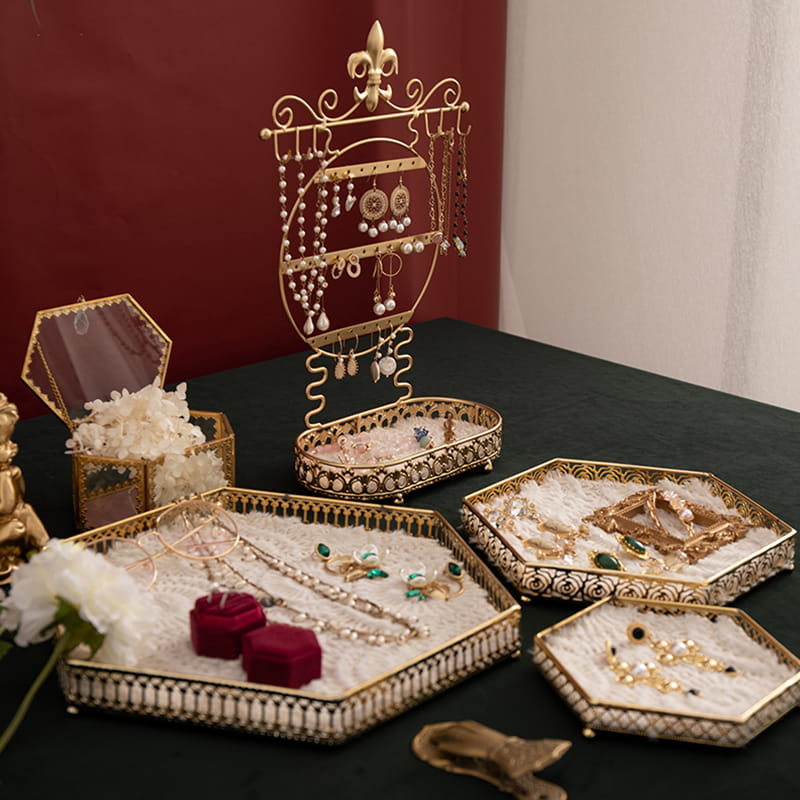 Exibição de rack de armazenamento de joias de metal