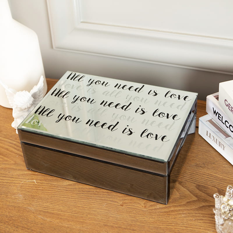 Caixa de joias de armazenamento doméstico marrom dourado espelhado por atacado