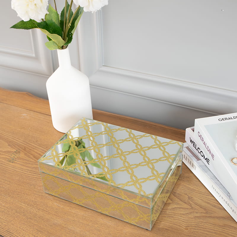 Porta joias com espelho de vidro