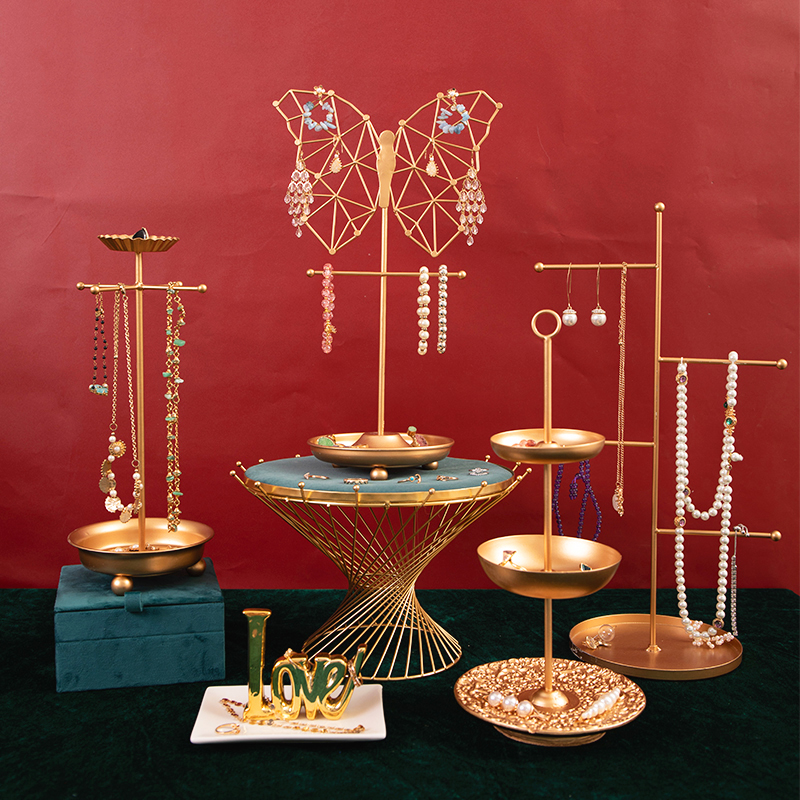 Rack de armazenamento de artesanato de metal requintado para decoração de casa suporte de exibição de joias de presente