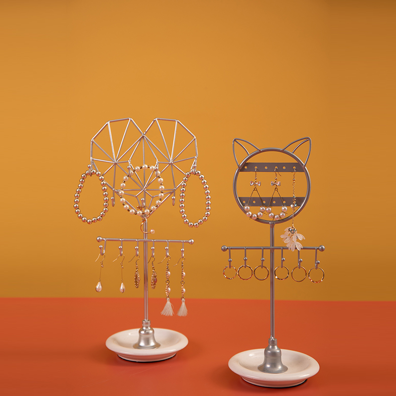 Pulseira de colar de gato em forma de coração de metal personalizado porta-jóias